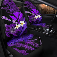 Custom Personalised Turtle With Plumeria Leaf Purple Car Seat Covers - LT12 - Wonder Print Shop