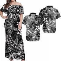 Polynesian Matching Hawaiian Shirt And Dress Black Hawaiian Tribal Hammerhead Shark - Wonder Print Shop