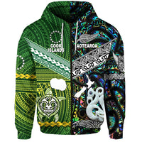 Custom New Zealand Cook Islands Zip Hoodie Together Paua Shell, Custom Text And Number LT8 - Wonder Print Shop