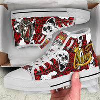 (Custom Personalised) Skull Rose Queen - Death Cannot Divide Us High Top Canvas Shoes - LT2