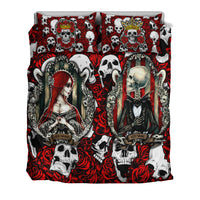 (Custom Personalised) Skull Rose - King And Queen Death Cannot Divide Us Bedding Set - LT2 - Wonder Print Shop