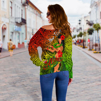 Custom Personalised Hawaii Hula Girl Reggae Women Off Shoulder Sweater LT2 - Wonder Print Shop