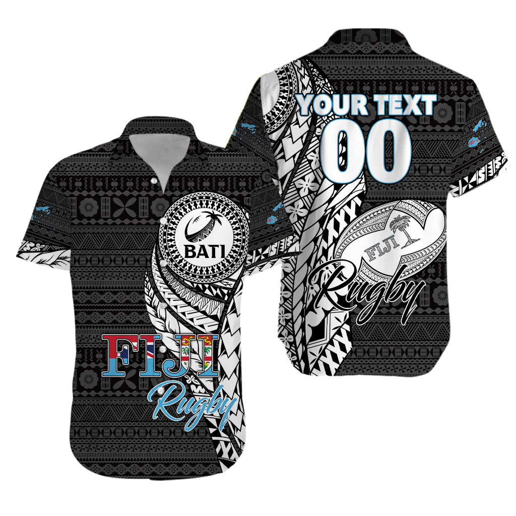 ( Custom Personalised) Fiji Rugby Bati Black New Style Hawaiian Shirt - LT2
