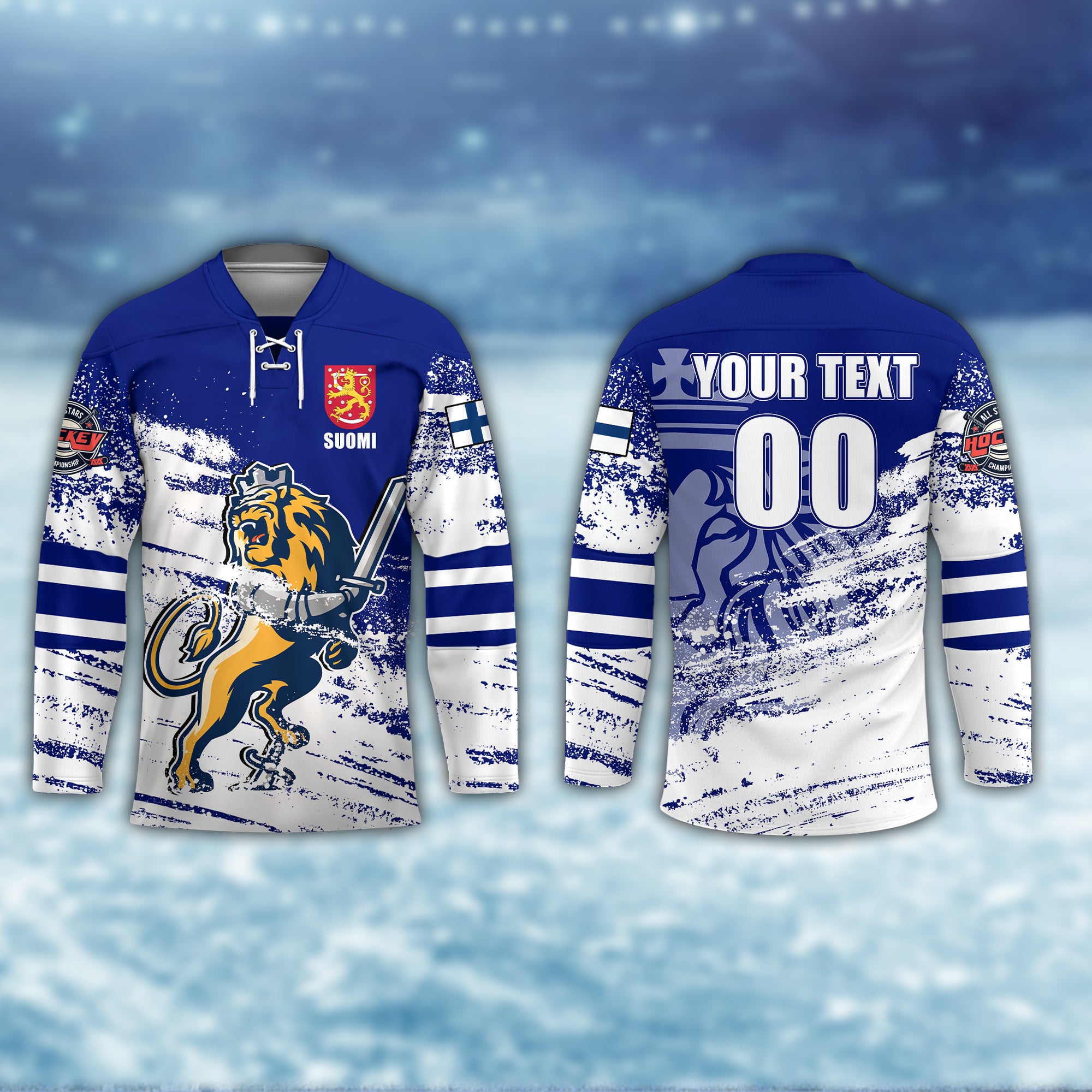 (Custom Personalised And Number) Finland Suomi Leijonat Hockey - Hockey Jersey LT2