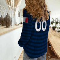 Women’s striped casual football shirt with large “00” back print