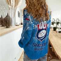 Custom Personalised Samoa Rugby Toa Samoa Blue Style Women Casual Shirt LT2 - Wonder Print Shop