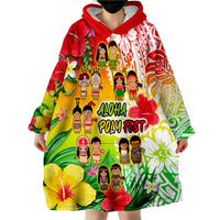 (Custom Personalised) Aloha Poly Fest Polynesian Pattern With Tropical Flowers Wearable Blanket Hoodie - Wonder Print Shop