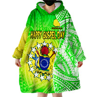 (Custom Personalised) Happy Mangaia Gospel Day Cook Islands Coat Of Arms Polynesian Pattern Wearable Blanket Hoodie - Wonder Print Shop