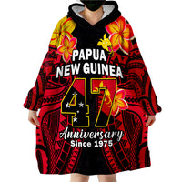(Custom Personalised) Papua New Guinea PNG 47 Years Independence Anniversary Wearable Blanket Hoodie - Wonder Print Shop