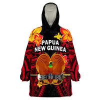 (Custom Personalised) Papua New Guinea PNG Bird Of Paradise Polynesian Pattern Wearable Blanket Hoodie - Wonder Print Shop