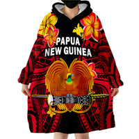 (Custom Personalised) Papua New Guinea PNG Bird Of Paradise Polynesian Pattern Wearable Blanket Hoodie - Wonder Print Shop