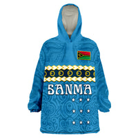 (Custom Personalised) Sanma Province Vanuatu Pig Tusk Polynesian Flag Style Wearable Blanket Hoodie - Wonder Print Shop