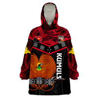(Custom Text And Number) Papua New Guinea Rugby PNG Kumuls Bird Of Paradise Black Wearable Blanket Hoodie - Wonder Print Shop