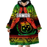 (Custom Text And Number) Samoa Rugby Teuila Torch Ginger Gradient Style Wearable Blanket Hoodie - Wonder Print Shop