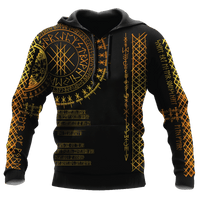 Viking Clothing Viking Golden Runes Hoodie RLT12 - Wonder Print Shop