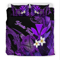 Custom Personalised Hawaii Turtle With Plumeria Leaf Purple Bedding Set - LT12 - Wonder Print Shop