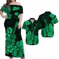 Hawaii Matching Hawaiian Shirt And Dress Polynesia Green Ukulele Flowers LT13 - Wonder Print Shop