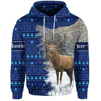 Dear Hunting Christmas Hoodie Navy LT8 - Wonder Print Shop