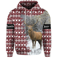 Dear Hunting Christmas Hoodie Red White LT8 - Wonder Print Shop