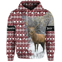 Dear Hunting Christmas Hoodie Red White LT8 - Wonder Print Shop