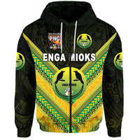 Custom Papua New Guinea Enga Mioks Zip Hoodie Rugby Original Style Black, Custom Text And Number LT8 - Wonder Print Shop
