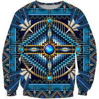 Mandala Blue Flower Native American Design 3D Sweatshirt LT10 - Wonder Print Shop