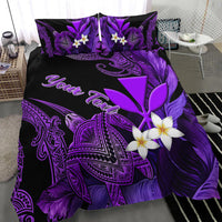 Custom Personalised Hawaii Turtle With Plumeria Leaf Purple Bedding Set LT12 - Wonder Print Shop