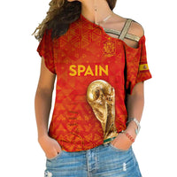 (Custom Personalised) Spain Football World Cup 2022 Cross Shoulder Shirt - LT2