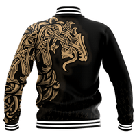 Viking Baseball Jacket Viking Jormungand Tattoo Style Gold RLT12 - Wonder Print Shop