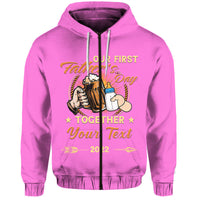 Custom Father Day Hoodie Our First Father Day Simple Style Pink LT8 - Wonder Print Shop