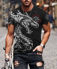 Viking Clothing Viking Dragon, Vegvisir T Shirt New RLT12 - Wonder Print Shop