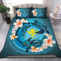 (Custom) Hawaii Quilt Bed Set - Blue Plumeria Animal Tattoo Personal Signature - Wonder Print Shop
