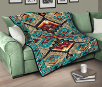 Blue United Tribes Art Native American Design Premium Quilt LT10 - Wonder Print Shop