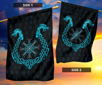 Viking Garden Flag, Aegishjalmur Helm Of Awe Blue Edition RLT12 - Wonder Print Shop
