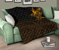 Viking Premium Quilt - The Raven Of Odin Rune, Gold RLT12 - Wonder Print Shop
