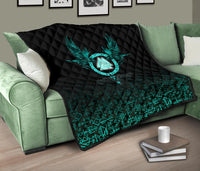 Viking Premium Quilt Three Raven and Valknut Cyan RLT12 - Wonder Print Shop