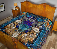 Native American Pattern Blue Mandala Premium Quilt LT10 - Wonder Print Shop