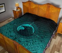 Viking Premium Quilt, Ethnic Odin Raven Cyan RLT12 - Wonder Print Shop