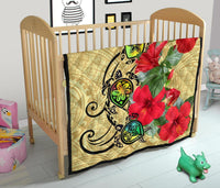 Hawaiian Marble Turtles Hibiscus Premium Quilt - Wonder Print Shop