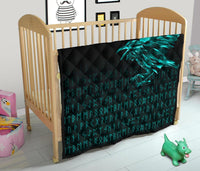 Viking Premium Quilt - The Raven Of Odin Rune Cyan RLT12 - Wonder Print Shop