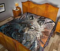 Wolf Warrior Native American Premium Quilt LT10 - Wonder Print Shop