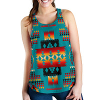 Blue Native Tribes Pattern Native American Women Racerback Tank LT10 - Wonder Print Shop