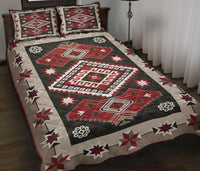 Tribal Red Brown Pattern Native American Quilt Bed Set LT10 - Wonder Print Shop