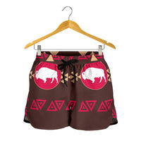 native-american-brown-bison-all-over-print-women-shorts