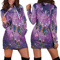 Purple Galaxy Dreamcatcher Native American Hoodie Dress LT10 - Wonder Print Shop