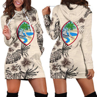 Guam Hoodie Dress - Guam Coat of Arms and Beige Hibiscus - Wonder Print Shop
