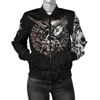 Viking Warrior Tattoo Odin Women's Bomber Jacket RLT12 - Wonder Print Shop