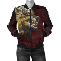 Viking Women's Bomber Jacket - Fenrir On The Blood Moon Background RLT12 - Wonder Print Shop
