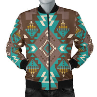 Blue Pattern Brown Men's Bomber Jacket LT10 - Wonder Print Shop