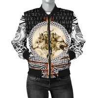 Viking Women's Bomber Jacket - Wolf and Vikings Tattoo 3D RLT12 - Wonder Print Shop